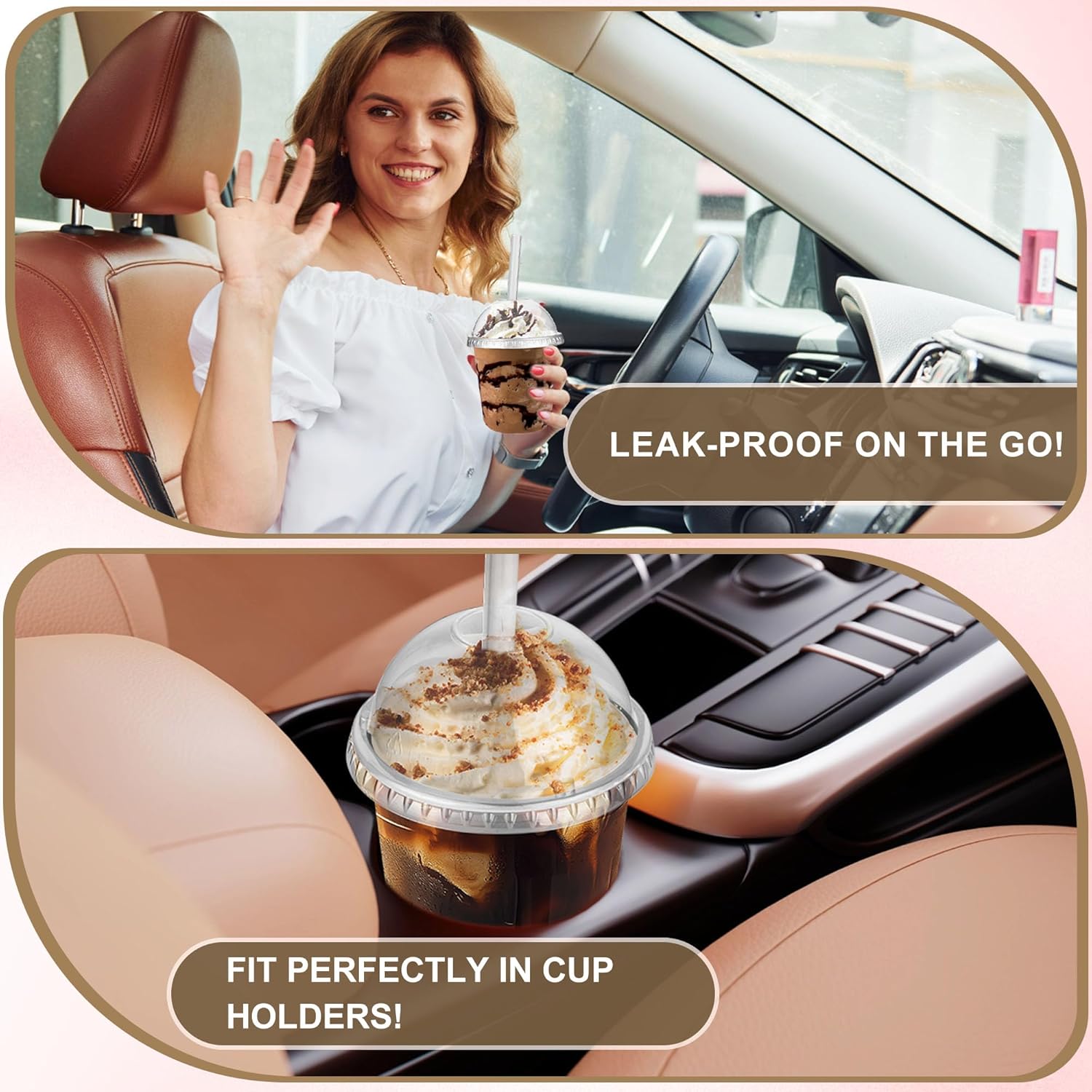 KesaPlan 50 Pcs 12 OZ Clear Plastic Cups with Dome Lids and Straws, Disposable Stemless Glasses Party Drinking Cup, Round Bottom To go Smoothie Milkshake Cup for Party Wedding Birthday Travel Holiday - Image 8