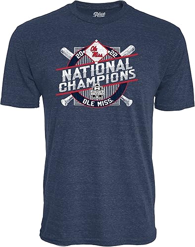 Blue 84 NCAA Mens NCAA Officially Licensed Mississippi Old Miss Rebels College Baseball World Series National Champs Triblend