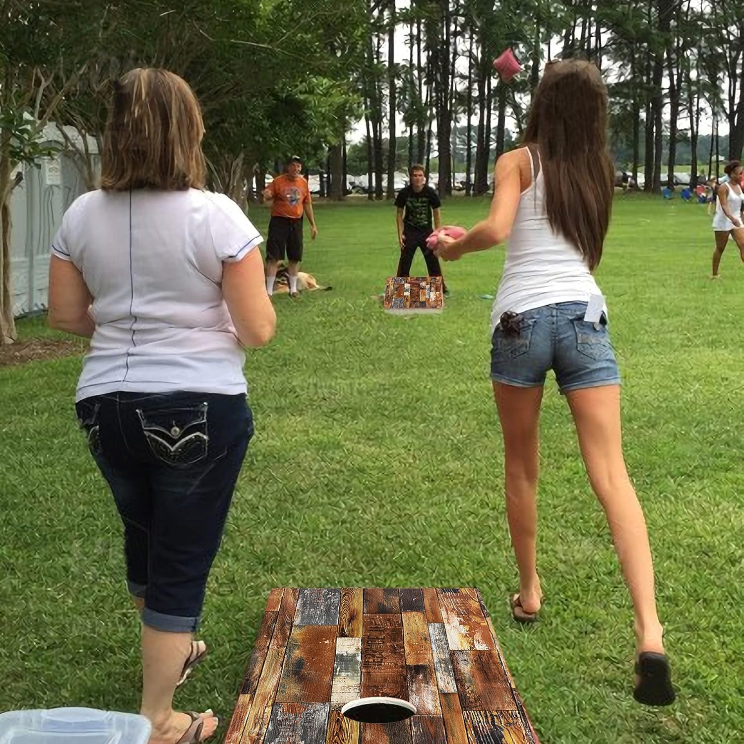 CastleLife Premium Solid Wood Cornhole Game Set, Regulation Size 4'x 2' Vintage Cornhole Boards with 8 Bean Bags, Great Fun Outdoor and Indoor Toss Game for Holiday Weekends, Tailgates, Tournaments : Sports & Outdoors