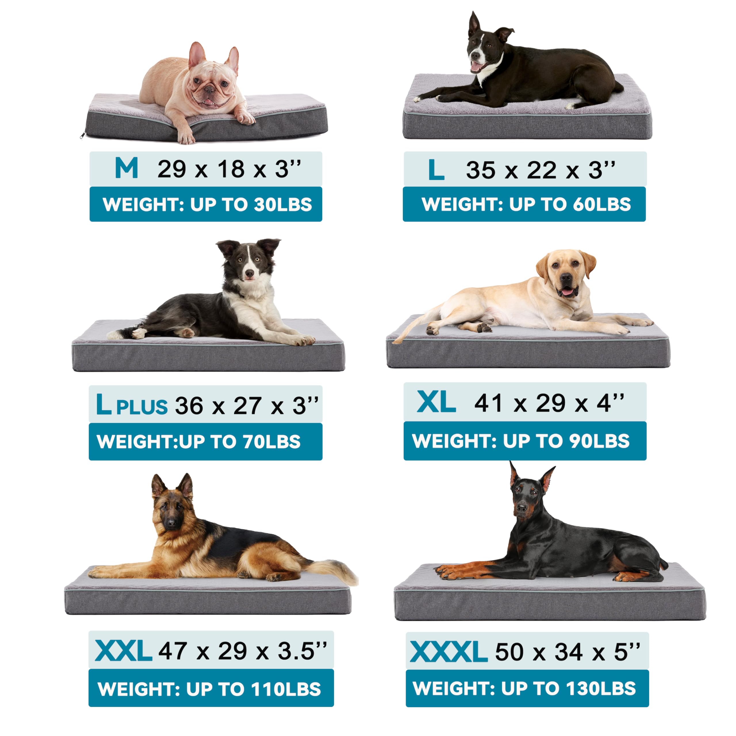 WATANIYA PET Cooling Dog Beds for Large Dogs, Washable Orthopedic Dog Bed for Crate with Joint Relief Memory Foam, Waterproof Liner and Plush Cover (36’’x 27’’) - image 6