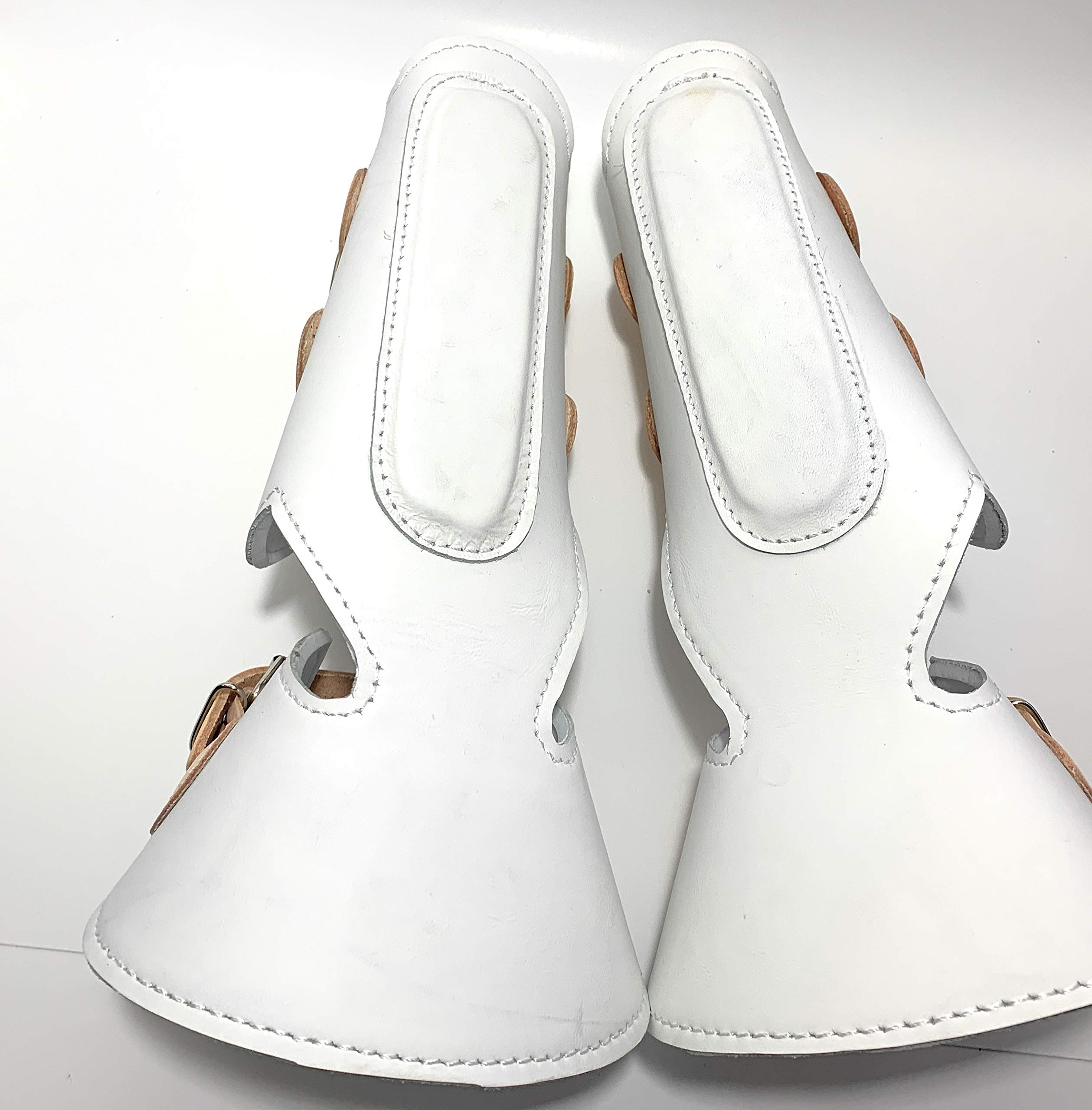 Canilleras para Caballo, Charro Saddle Horse Front Leg Protectors (White)