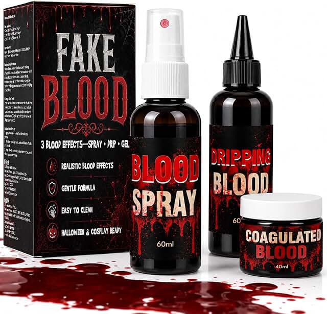 Fake Blood Set for Halloween Face Clothes Stage Zombie Vampire Cosplay |...