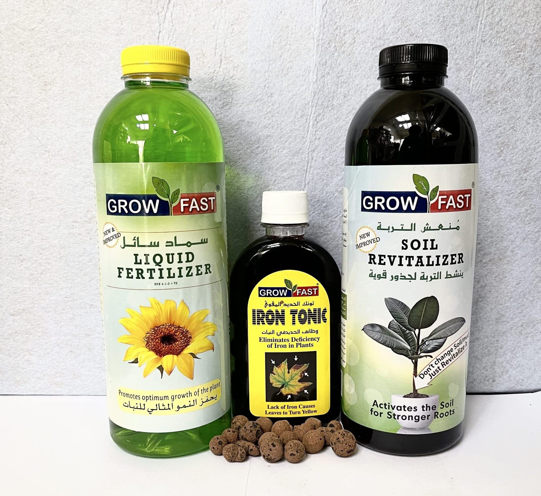 Grow Fast Liquid Fertilizer, Soil Revitalizer & Iron Tonic Best To Use for Indoor and Outdoor Plants By "UAE Garden Deals"