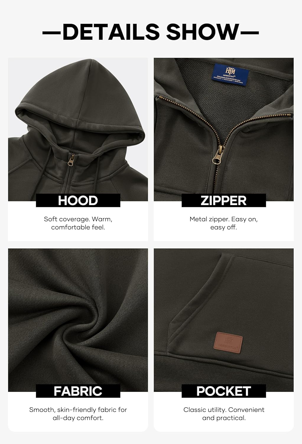 Men's Cargo Hoodie Quarter-Zip Midweight Casual Workwear Tactical Pullover with Pockets (S-3XL) - Image 6