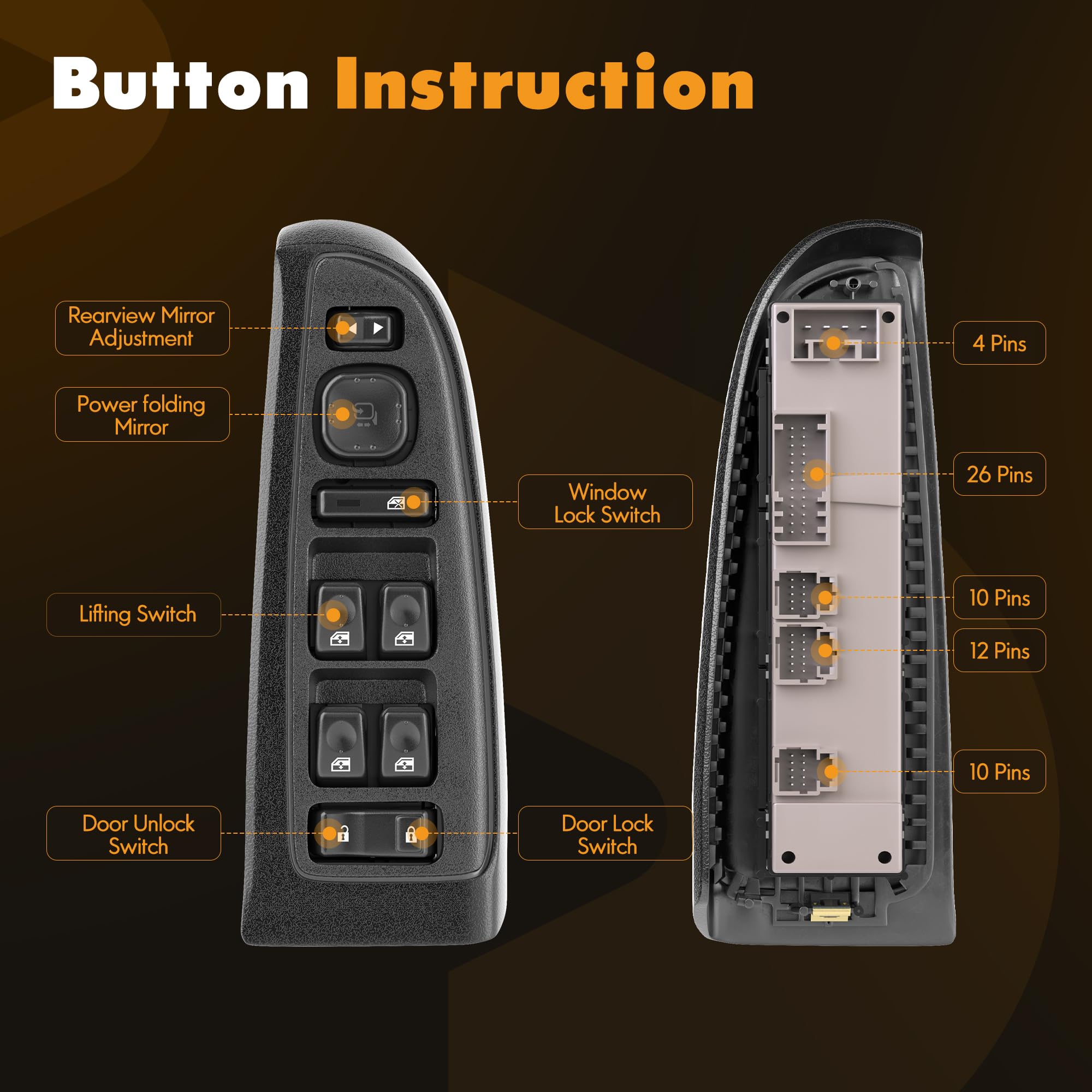 Amazon.com: ASOPARTS 15883319 Master Power Window Switch & Black