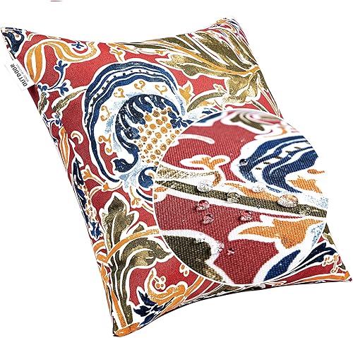 Miniatura 10 de JMGBird Juego de 2 almohadas de patio impermeables para exteriores con rellenos incluidos, almohada de exterior de 18 x 18 pulgadas para muebles de