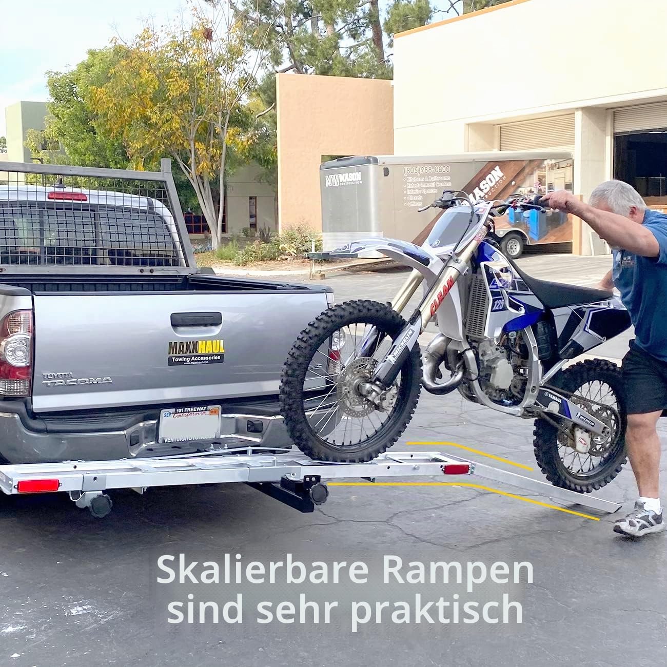 MaxxHaul 50711 Aluminium-Motorradträger – Anhängerkupplung für Dirt Bike mit Laderampe, 180 kg Kapazität, passend für 5,1 cm Anhängerkupplung, leicht und rostfrei
