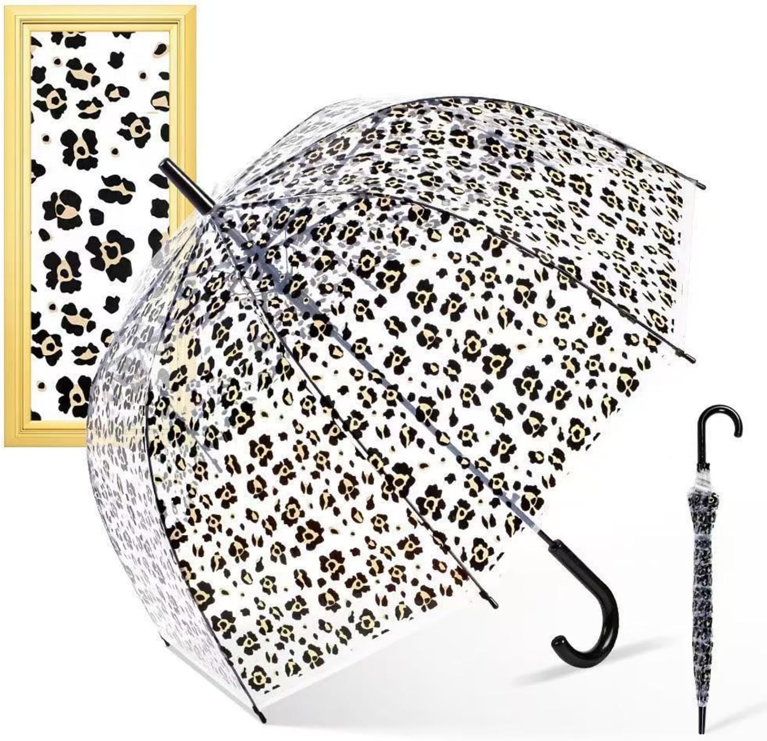 Clear Windproof Bubble Stick Umbrella, Auto Open Rainproof Transparent Umbrella for Adult Boys and Girls, Lightweight Wind and Rain Protection, Dome Canopy