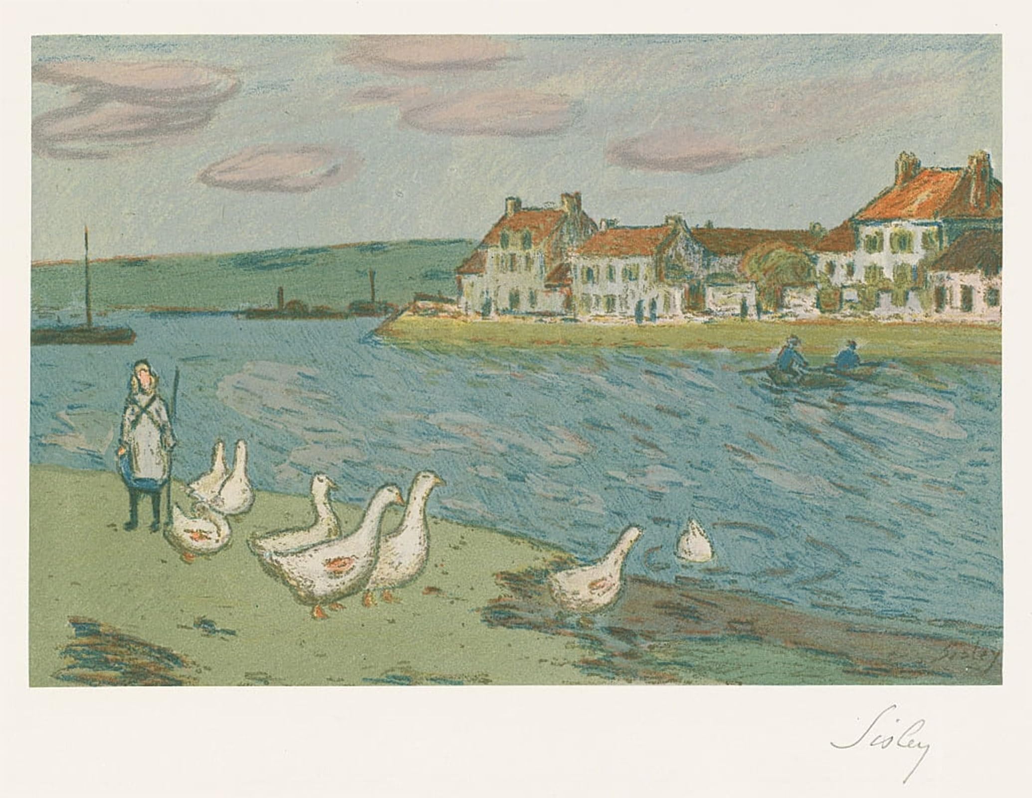 ARTXLXXBN Famous Art Print Poster Vintage Wall Art Banks of the River by Alfred Sisle Canvas Art Poster for Home Decor 60x90cm