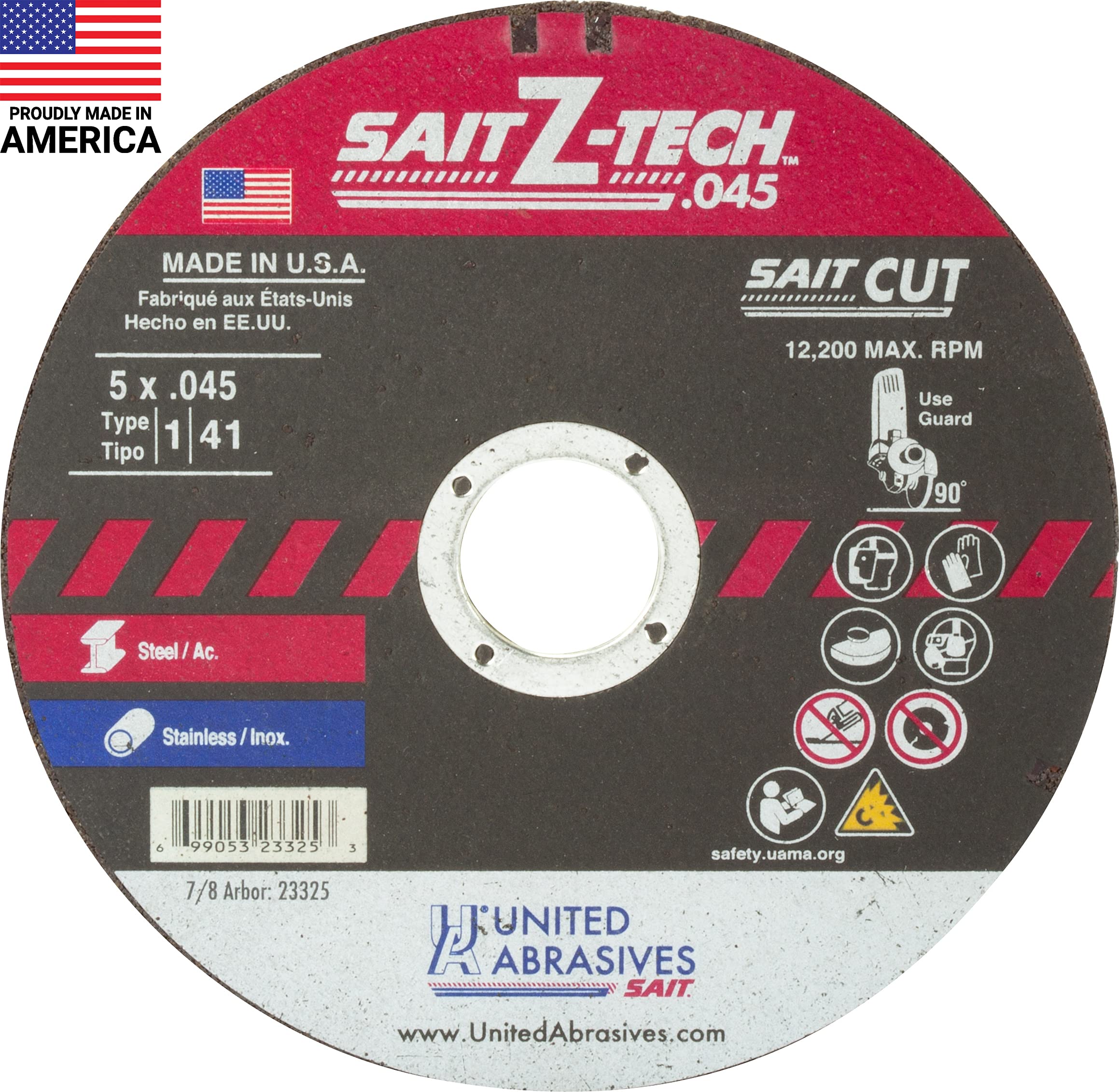 United Abrasives- SAIT 23325 Type 1 5-Inch x .045-Inch x 7/8-Inch12200 Max RPM Z-Tech - High Performance Cut-Off Wheels, 50-Pack