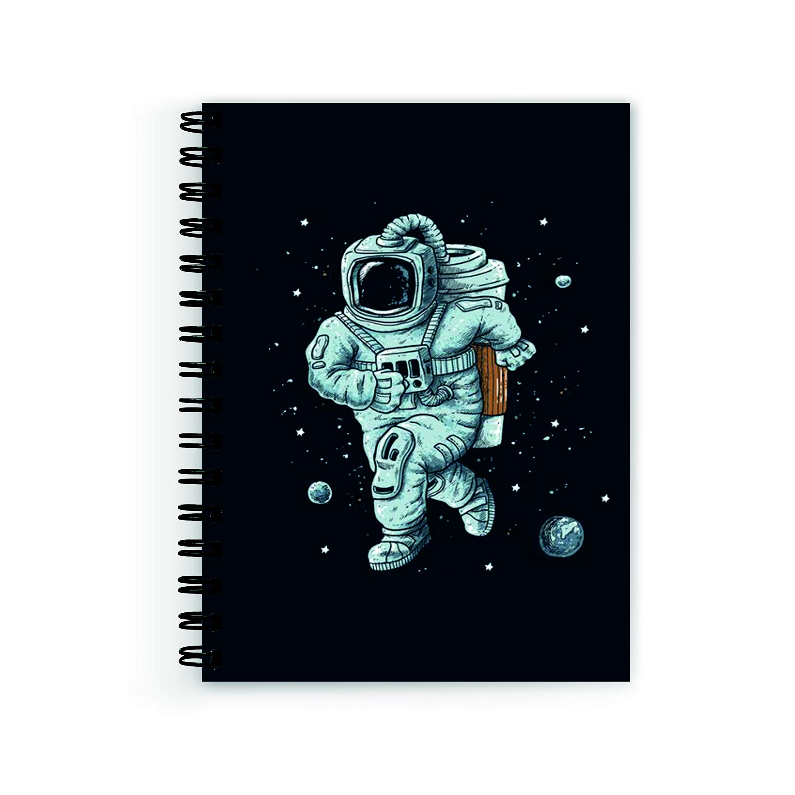 Space Wire Bound Spiral Printed unruled Funny Space Notebook Pages :160 (Size :A5)