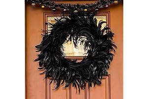 2024 New Black Feather Wreath for Halloween Decorations