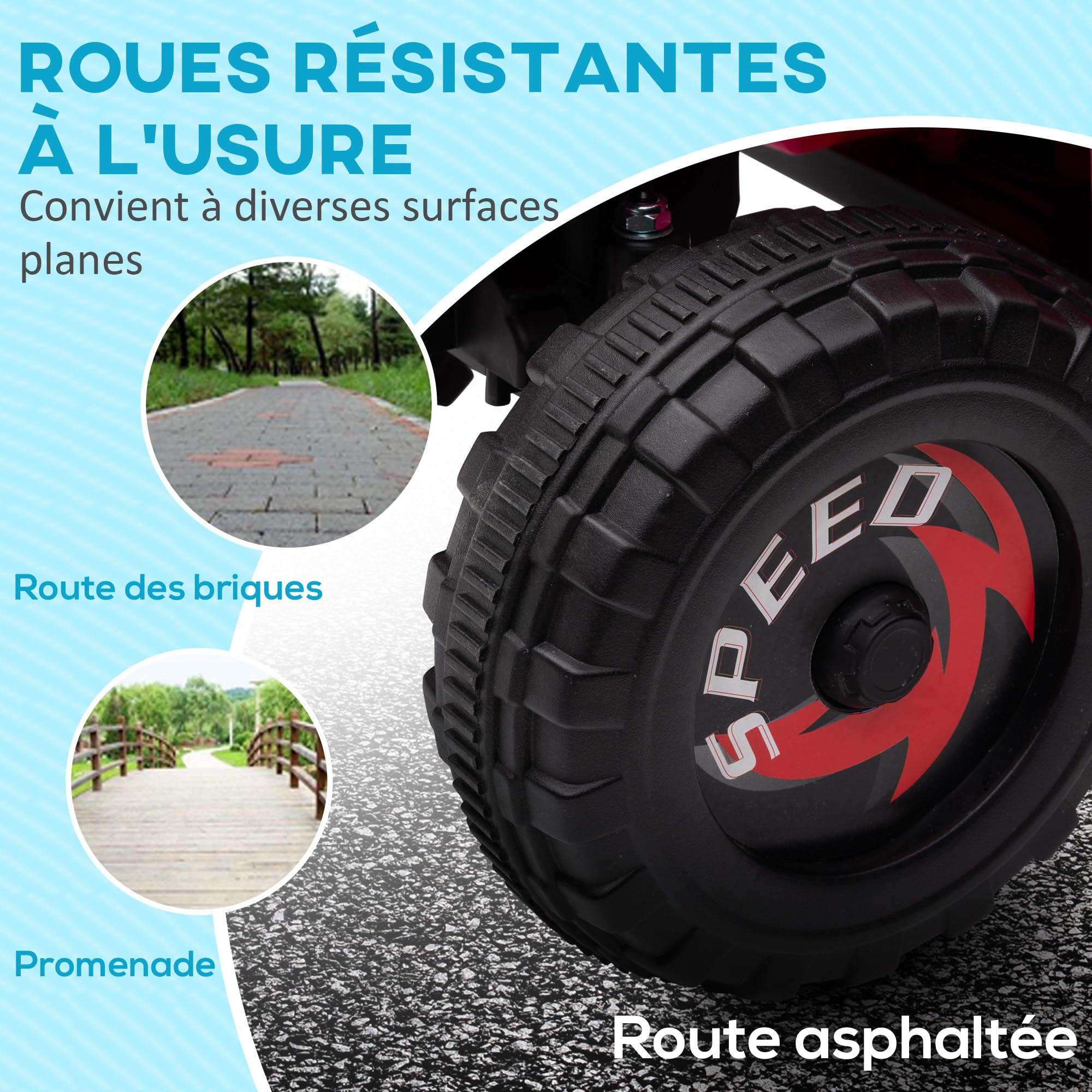 HOMCOM Quad électrique pour Enfants 6V avec Marche Avant et arrière 70 x 41,5 x 48,5 cm Rose