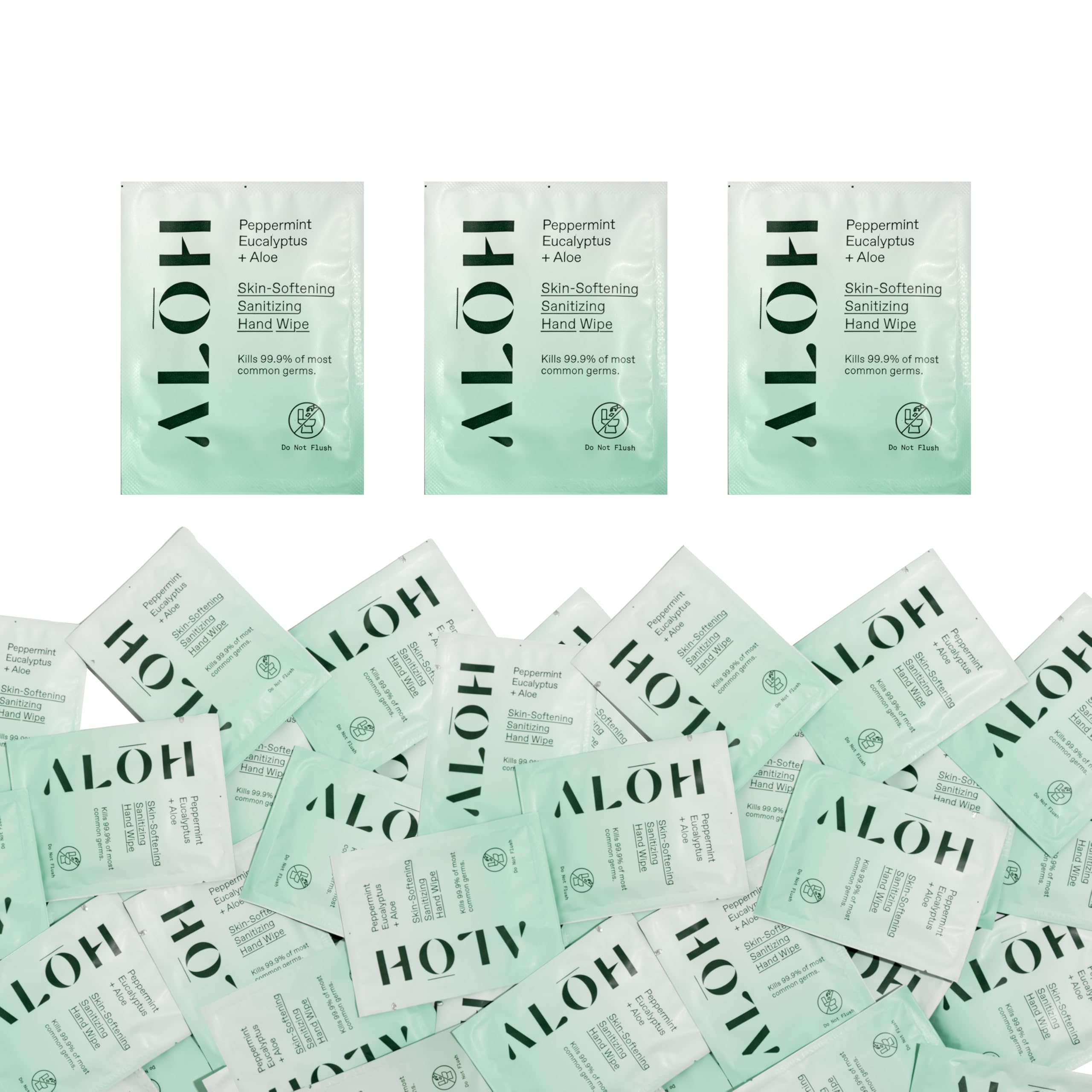 ALŌH Peppermint Eucalyptus + Aloe Hand Sanitizer Wipes Individually Wrapped — Amazon image 9
