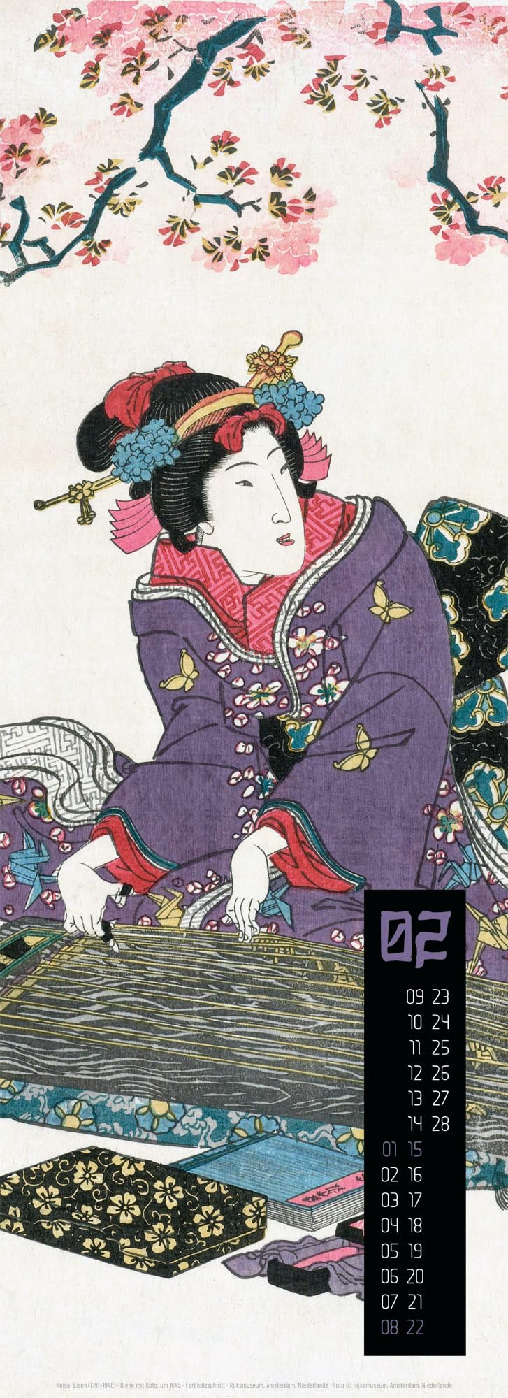 Art of Asia Kalender 2026 | Stilvoller Asien-Kalender im schlanken Hochformat (24x66 cm) | Japanische Farb-Holzschnitte | Ukiyo-e