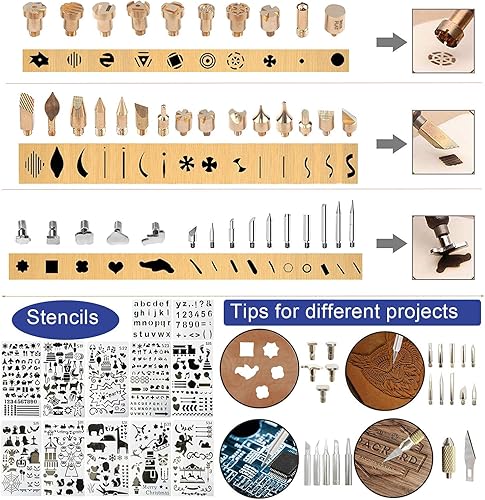 Miniatura 5 de Kit de 112 herramientas para quemar madera con pantalla LCD digital, pluma de pirografía, temperatura ajustable y relieve/tallado/soldadura/grabado