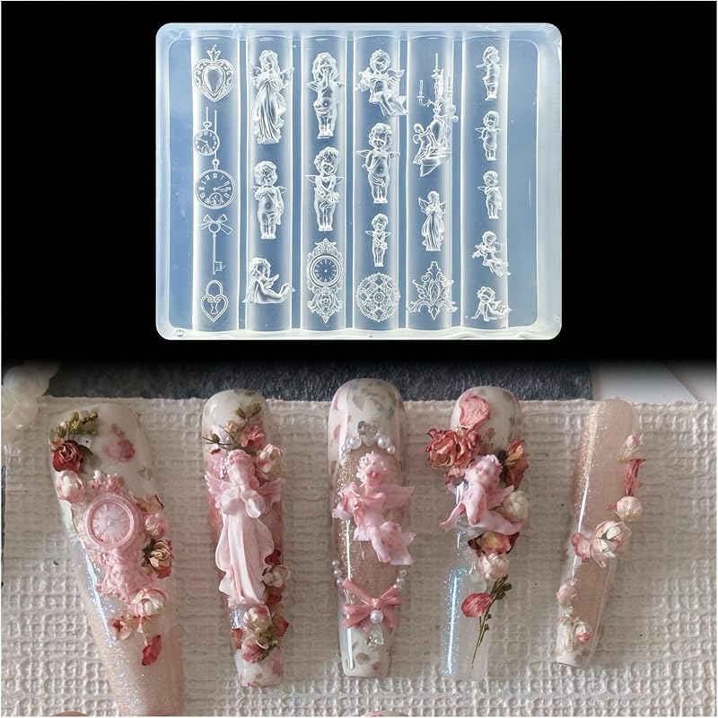 3D Angel Nail Art Molds Virgin Mary Design, Silicone Nails Tool Y2k Decoration