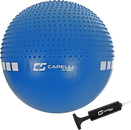 Capelli Sport Pelota de masaje puntiaguda, masajeador de tejido profundo 2 en 1 y bola de ejercicio con bomba rápida, azul, 25.6in