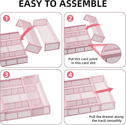 Miniatura 52 de Marbrasse Organizador de cajones de escritorio expandible, bandeja organizadora de cajones de malla con 10 compartimentos ajustables, organizadores