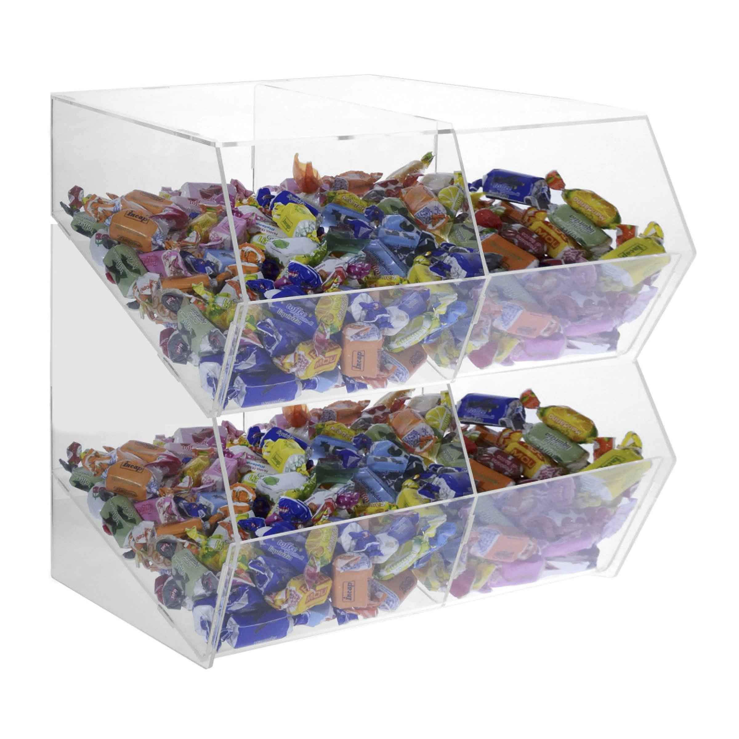 Avà srl Expositor para Caramelos en plexiglás Transparente SIN Puerta con 4 Compartimentos
