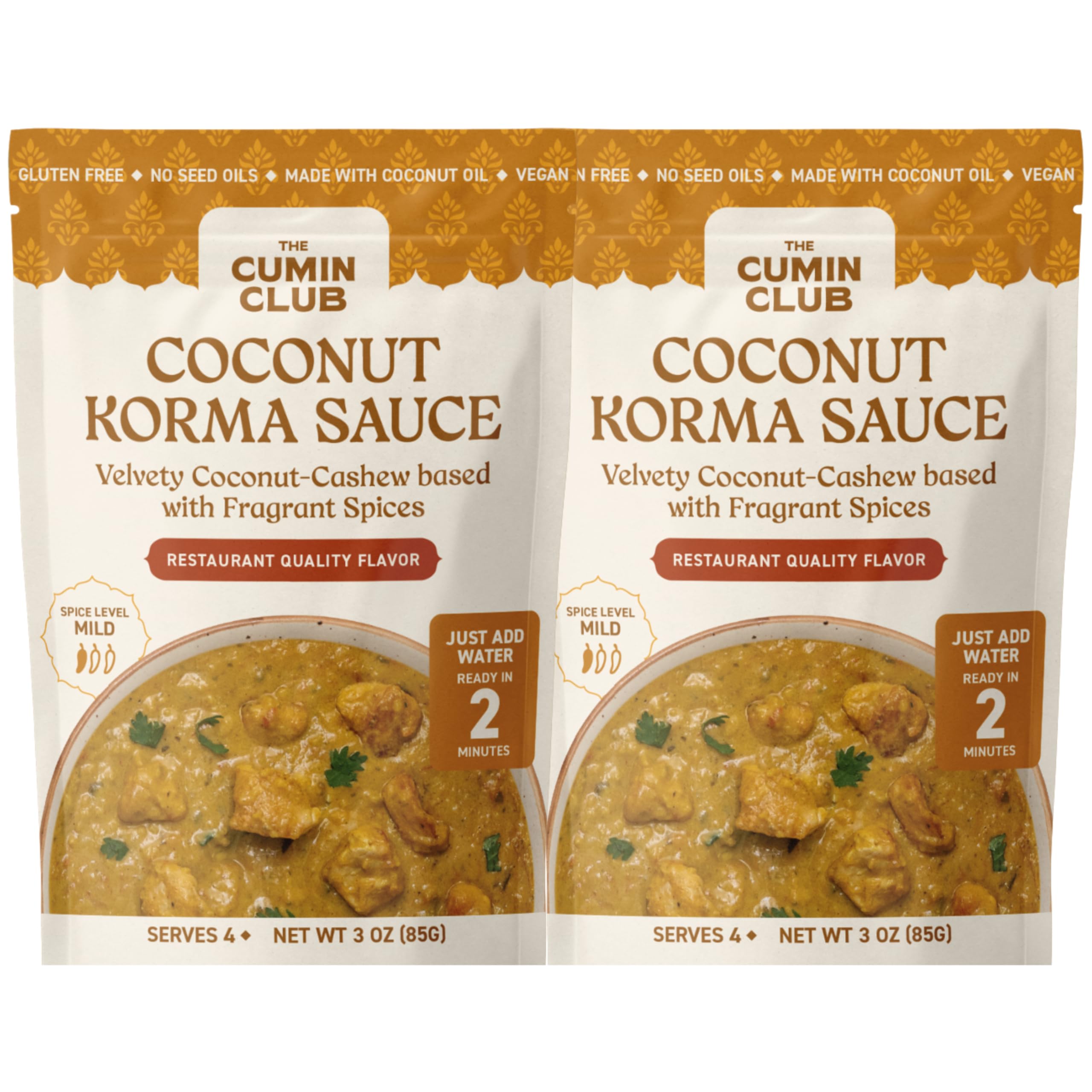 The Cumin Club Korma Simmer Sauce | Just Add Water Curry Sauce Mix | Authentic Indian Spices | All Natural, No Preservatives | Pack of 2