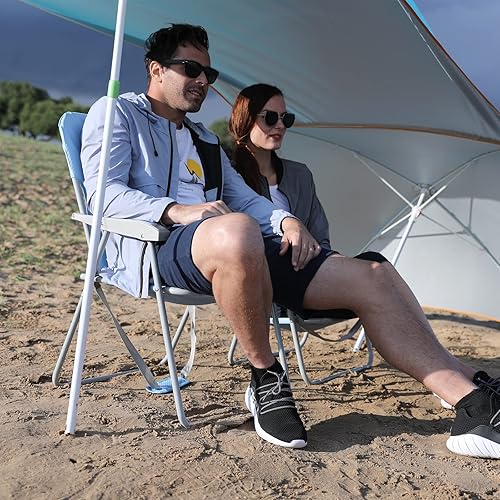 Miniatura 2 de #WEJOY Silla de playa portátil ligera y plegable, silla de camping con respaldo alto, sillas plegables al aire libre con correa para el hombro para