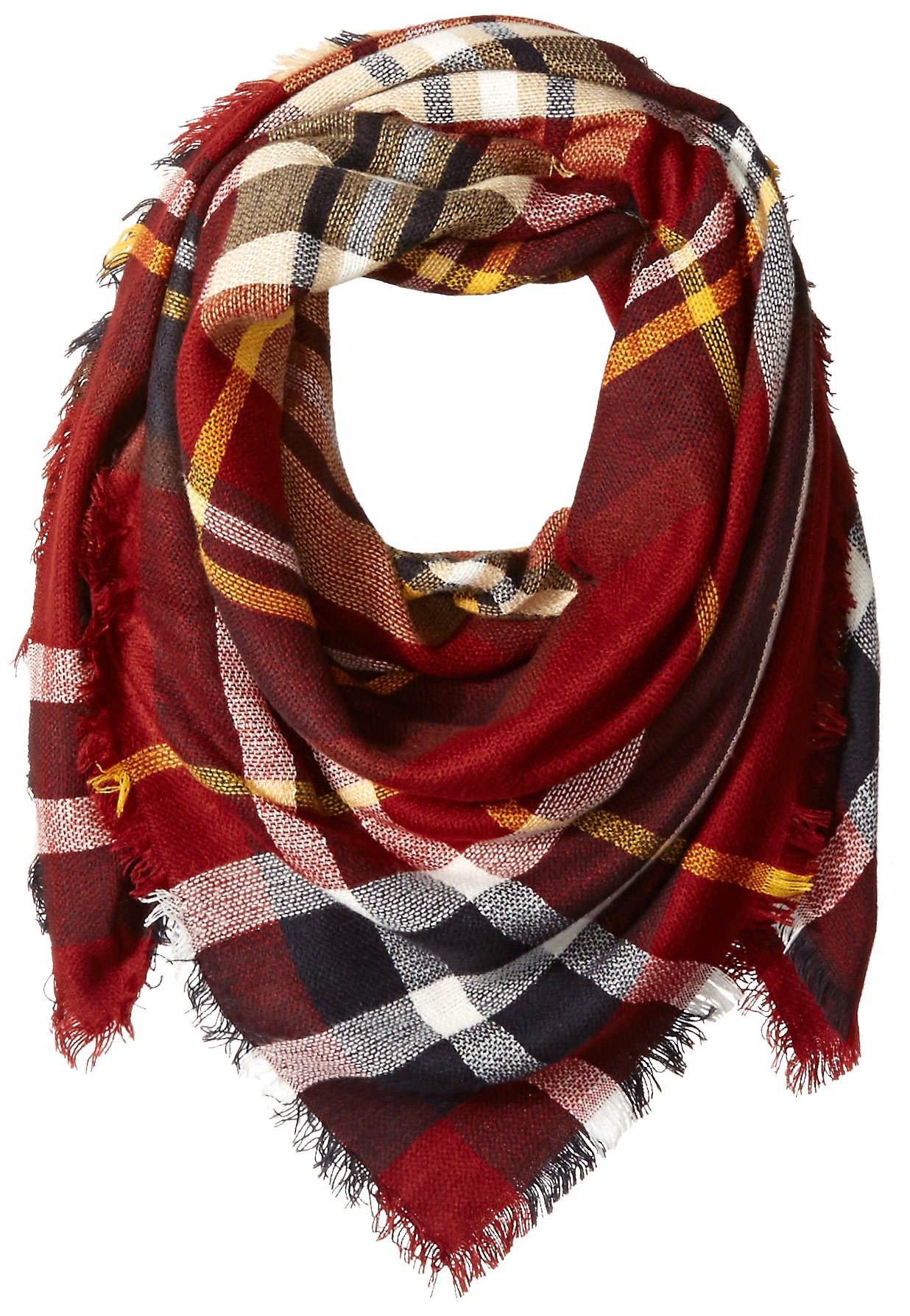 La Fiorentina Women's Oversized Square Plaid Scarf
