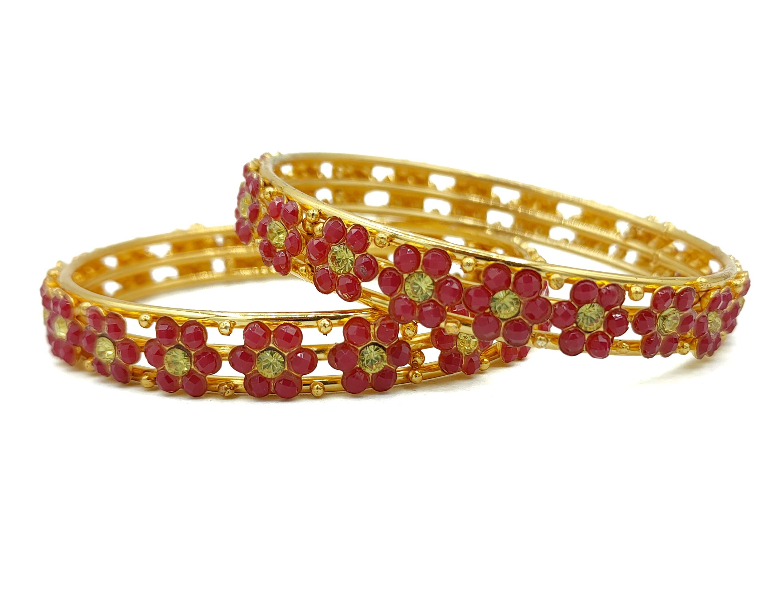 CHOICE Gold Plated Handmade Emerald Ruby Bangle Set For Women And Girls (set of 2) (2.6", Red Colour) (B095WKL741) Amazon Price History, Amazon Price Tracker