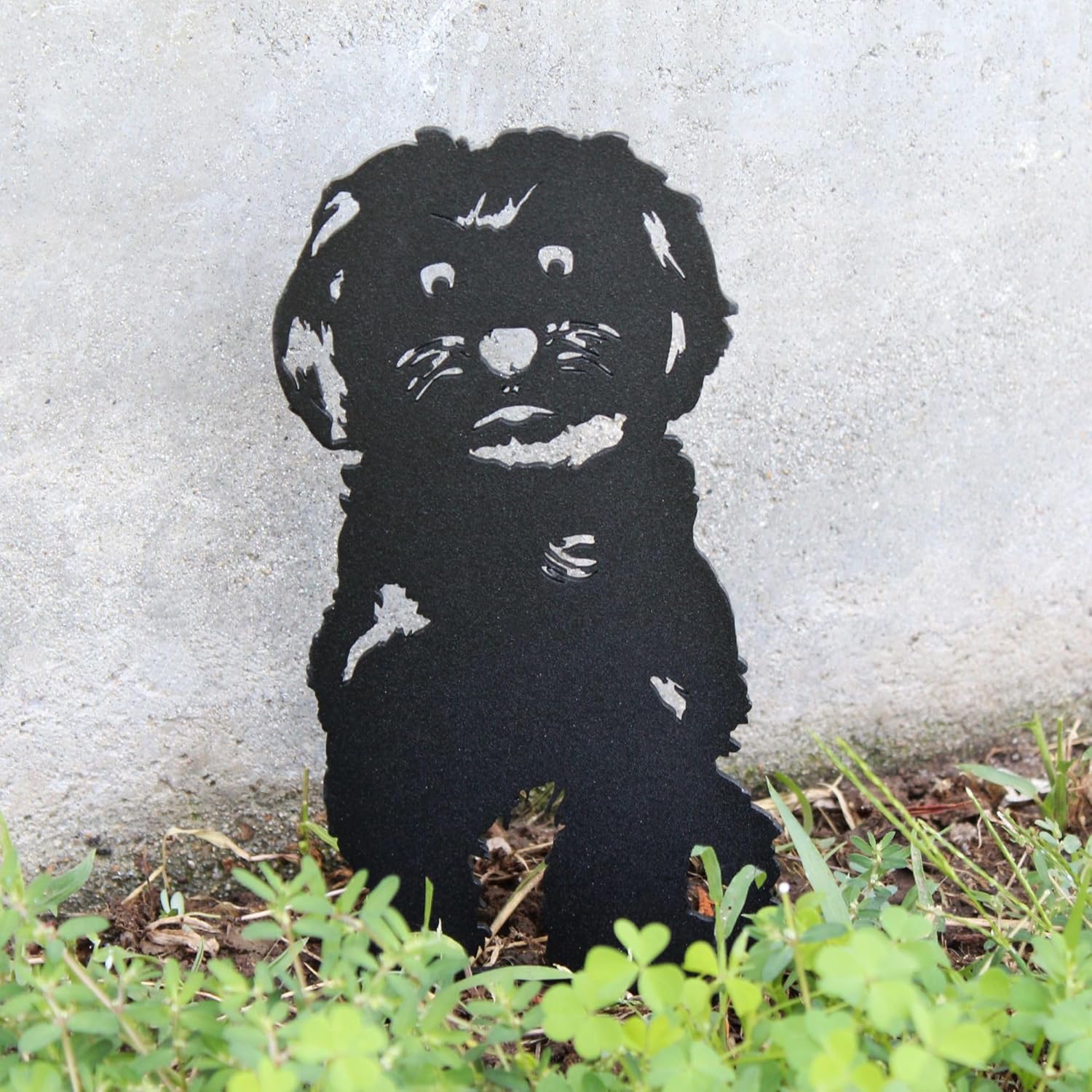 Black Powder Coated Metal Maltese Dog Silhouette Yard Stake (Small)