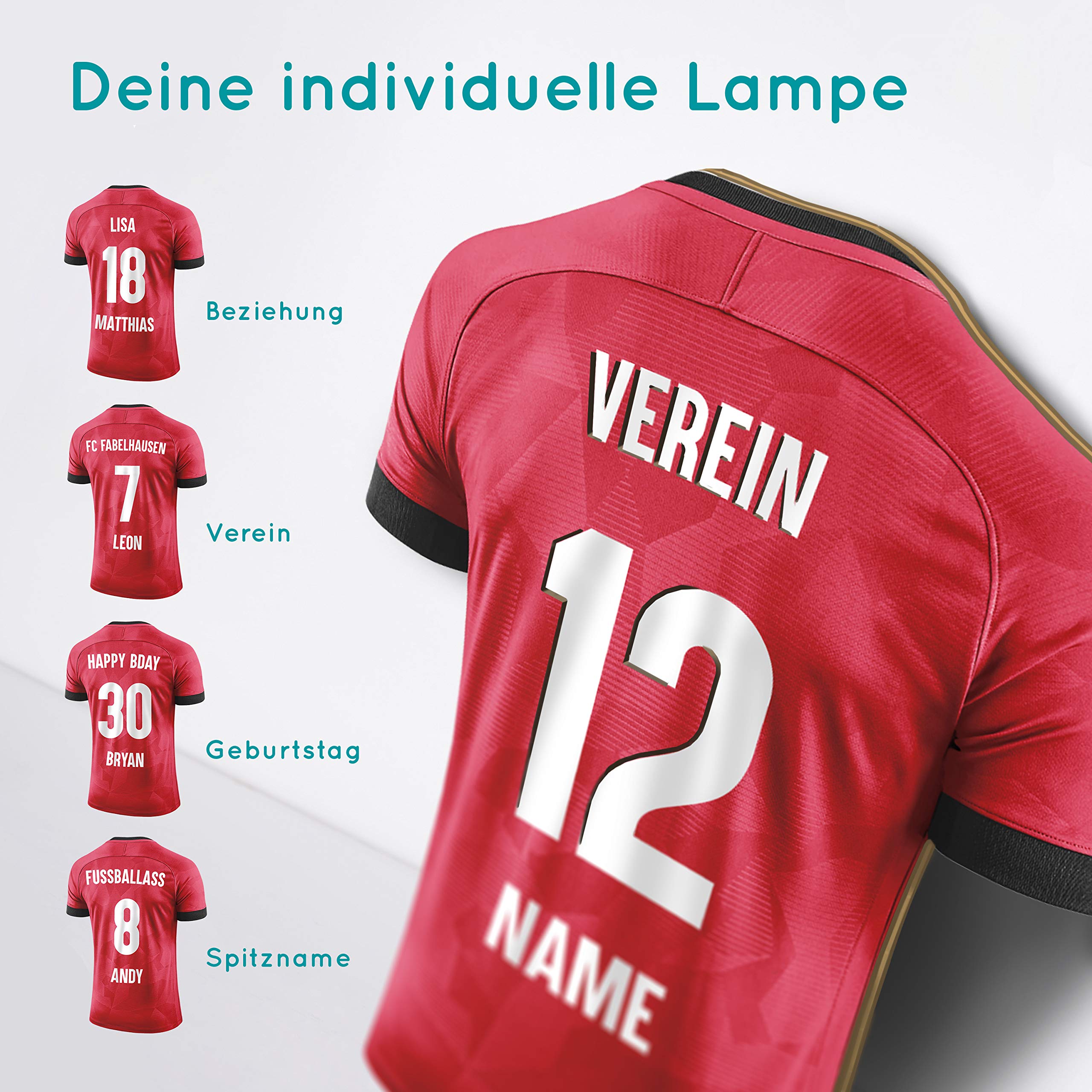 Elbeffekt Trikotlampe für Nürnberg Fans aus Holz - personalisierbares Geschenk - schenke Dein individuellen Nürnberg Fanartikel aus Echtholz