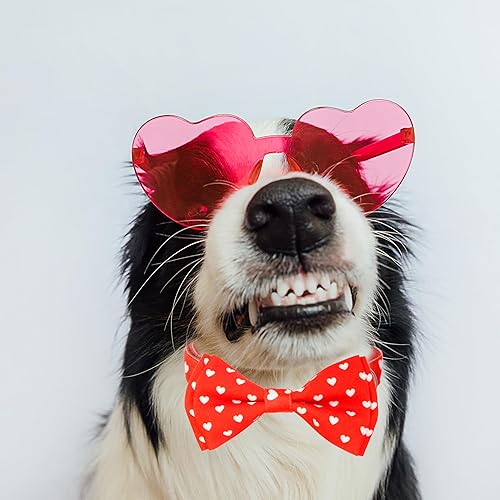 Miniatura 6 de Pajarita de perro de San Valentín con collar, collar estilo corazón para niños y niñas, cachorros grandes y medianos (feliz San Valentín, mediano