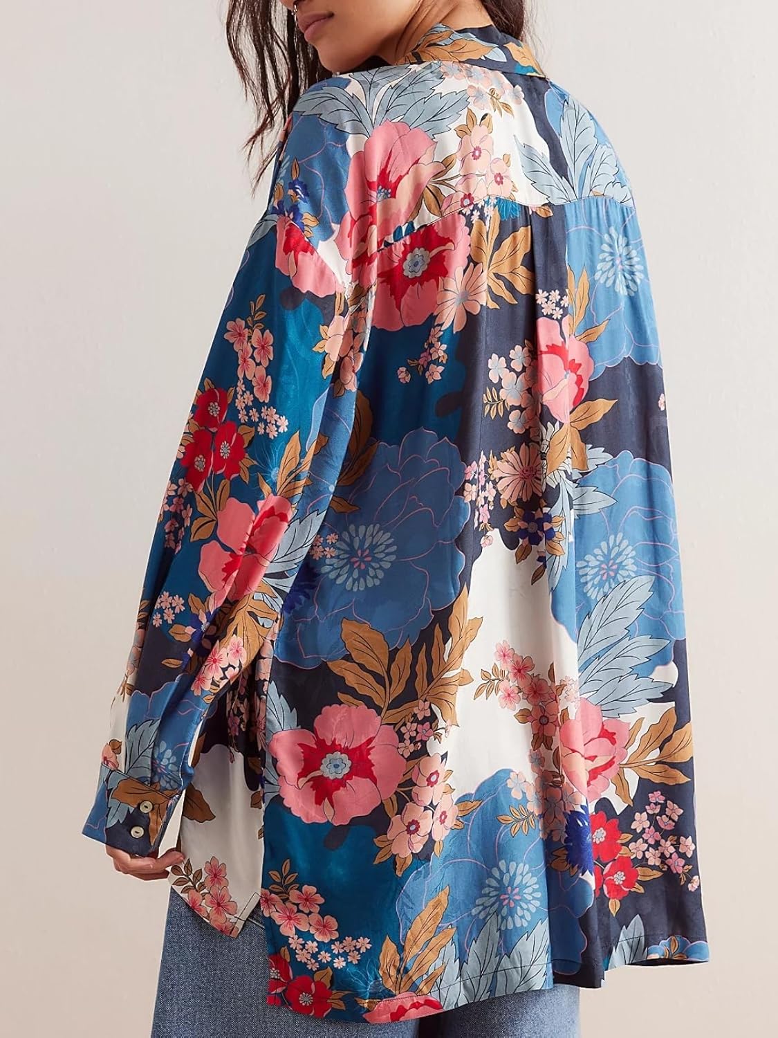 Women Casual Boho Tops Floral Print Blouses Lightweight Long Sleeve and Shell Button Down Shirt Summer Beach Top - Image 5