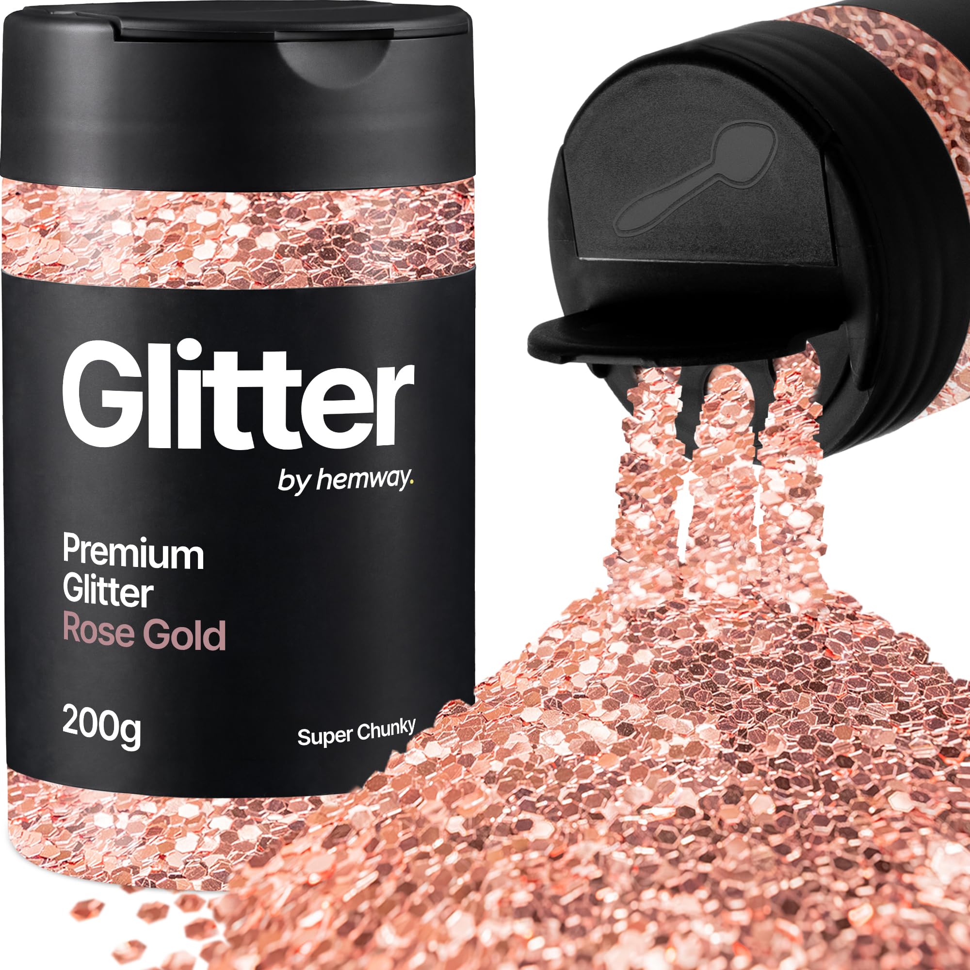 Hemway Rose Gold Glitter Shaker, 200g Super Chunky Glitter for Crafts