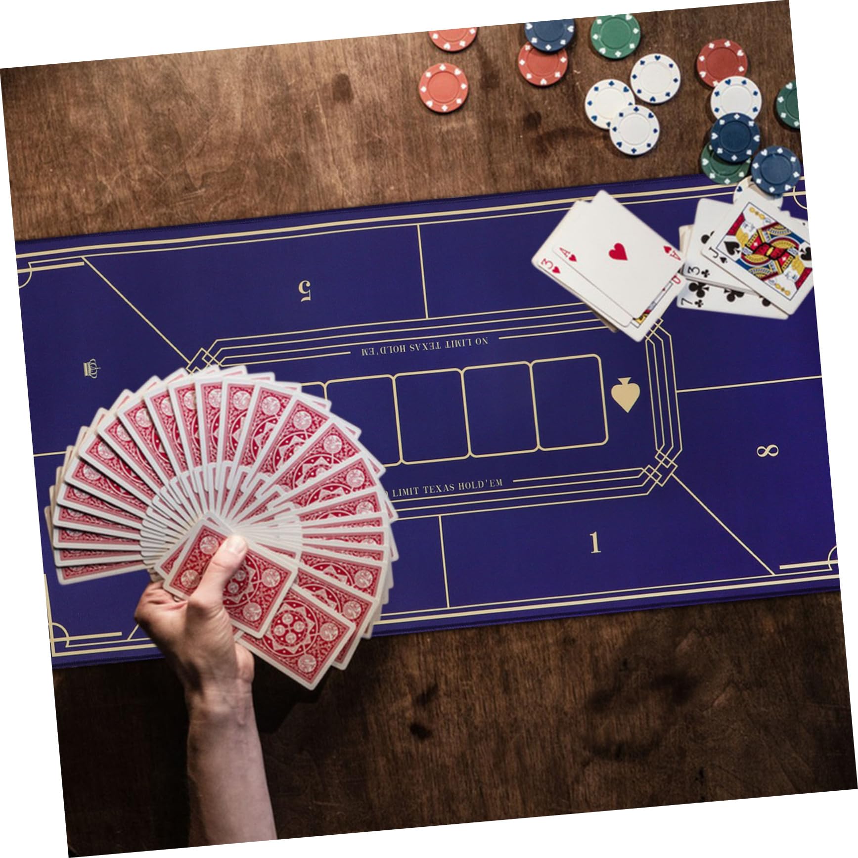 VICASKY Pokerpad Pokerspielmatte aus Kunstharz und Gummi Leicht zu Reinigen Vielseitig Passend für Pokerabende und Heimunterhaltung Farbe Blau