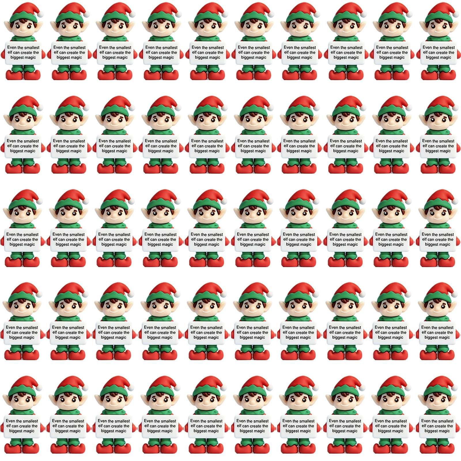 50 Pack Christmas Mini Figurines Bulk Santa Snowman Elf PVC Decor Crafts