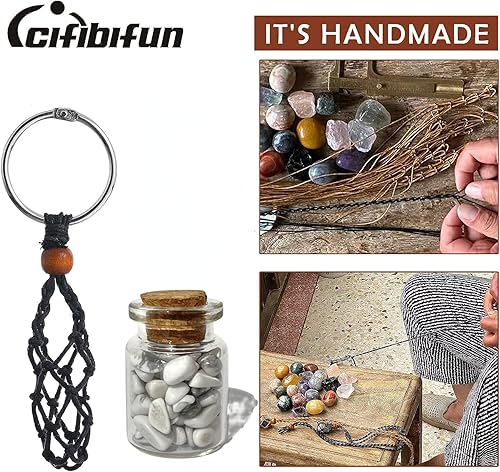 Miniatura 3 de Llavero de cristal hecho a mano, botella de deseos de cristales naturales, bolsa de cuerda, protección Fengshui con encanto curativo
