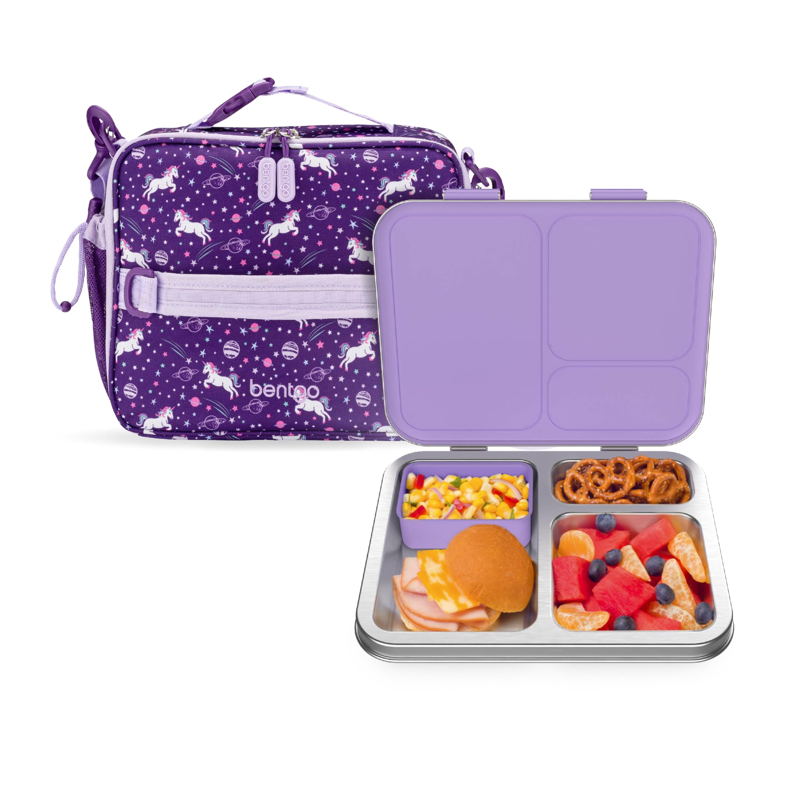 Bentgo Kids Insulated Lunch Bag and Stainless Steel Lunch Box Set Unicorn