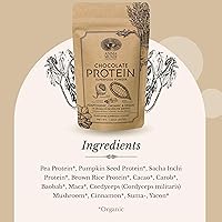 Vista 3 de Anima Mundi Apothecary Superalimento en polvo de proteína de chocolate, proteína vegana orgánica, mezcla de proteínas a base de plantas de chocolate