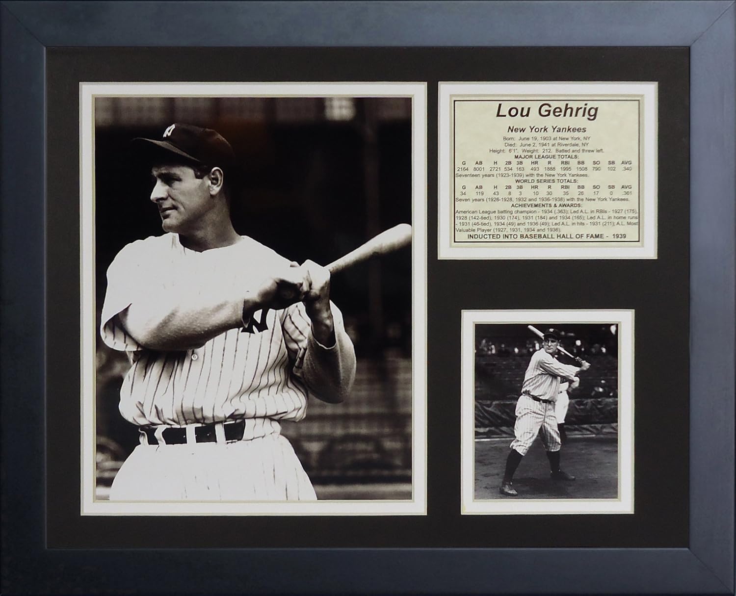 Legends Never Die "Lou Gehrig Batting" Framed Photo Collage, 11 x 14-Inch