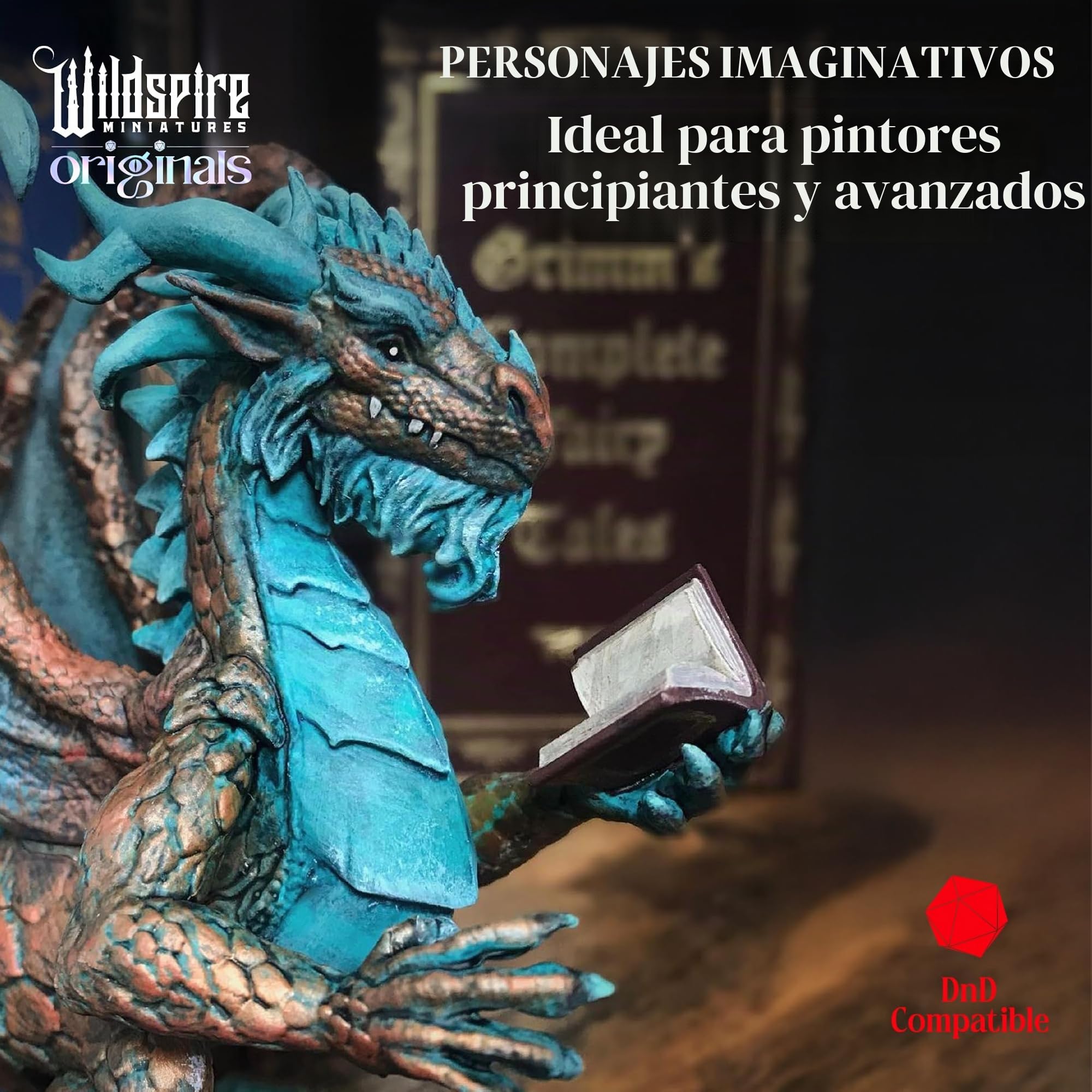Wildspire Miniaturas de Fantasía y Dragón Bookish para DND - Monstruos 28mm-32mm para Dungeons & Dragons y Pathfinder - Figuras en Bulk para Juegos de Rol