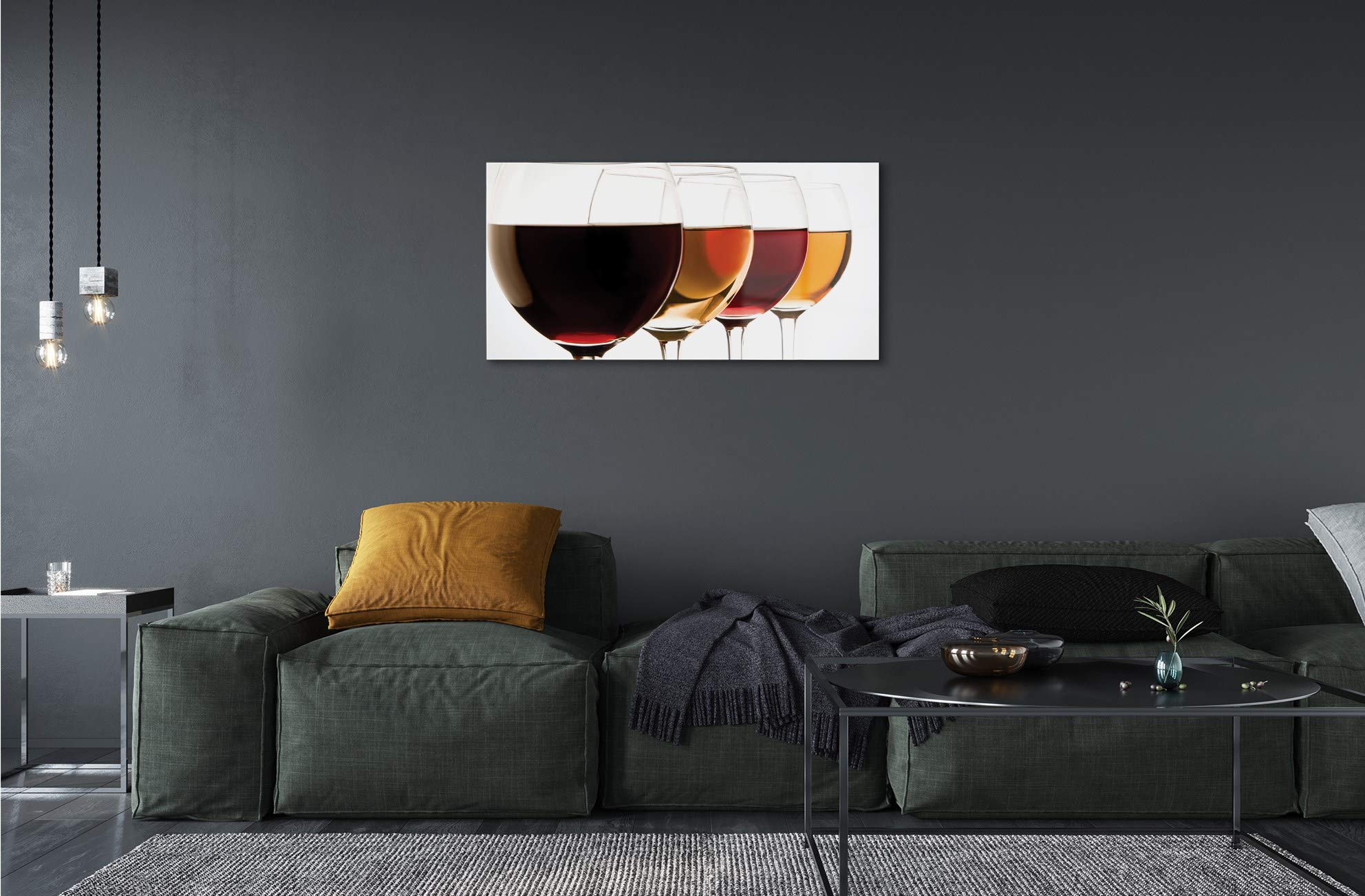 Tulup Cuadro de Cristal 140x70cm Impresa Decoración De Pared Mural - Vino Copas de Vino