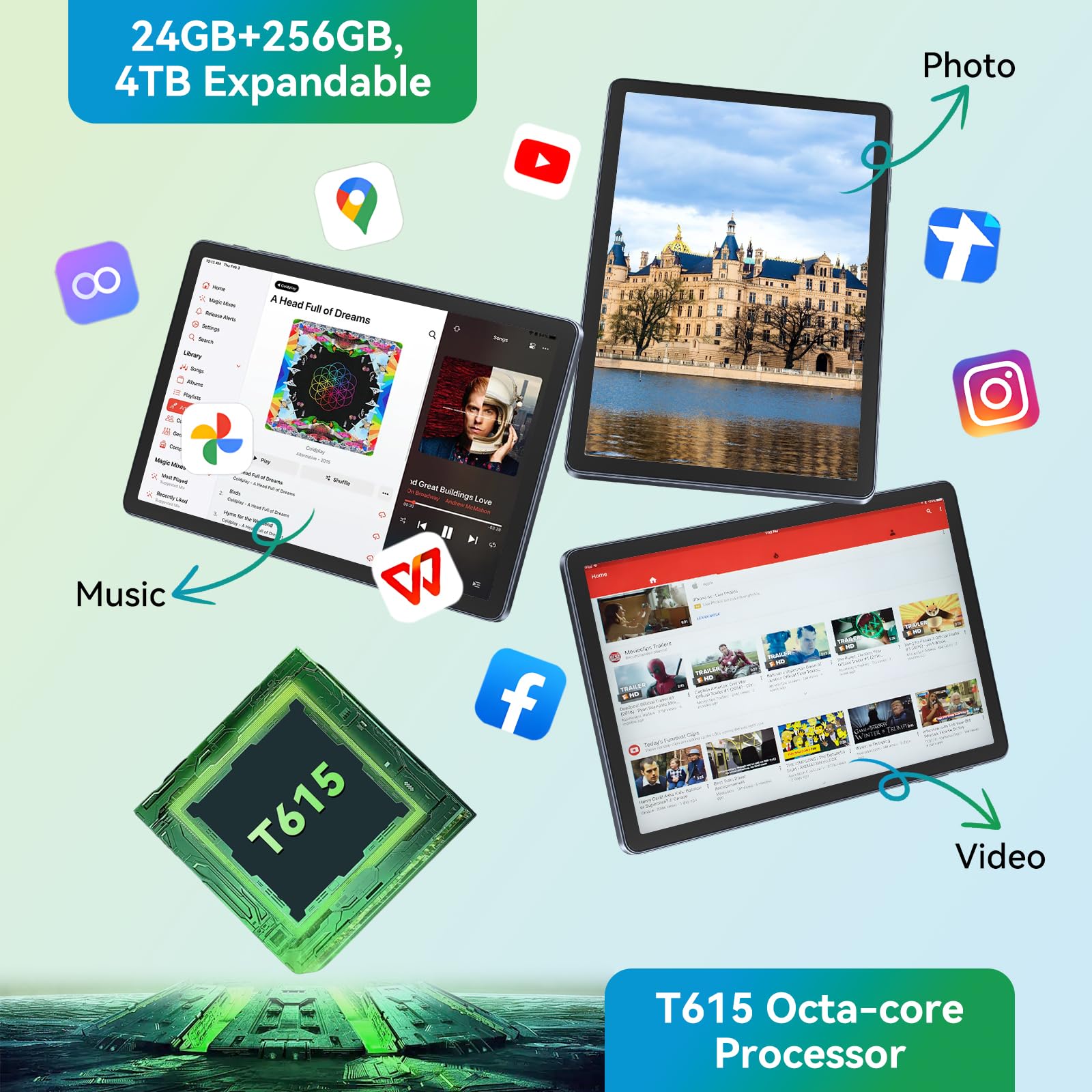 【新品未使用】アンドロイド15タブレット 11インチ 256GB 24GB アンドロイド（Android） タブレット PC 本体 Android15 10インチ 本体