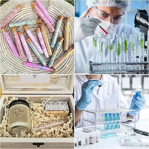 Miniatura 7 de 60 tubos de ensayo de plástico de 0.787 x 5.906 in con tapones de corcho, tubos de sal de baño transparentes de 1.2 fl oz, tubos de caramelo de