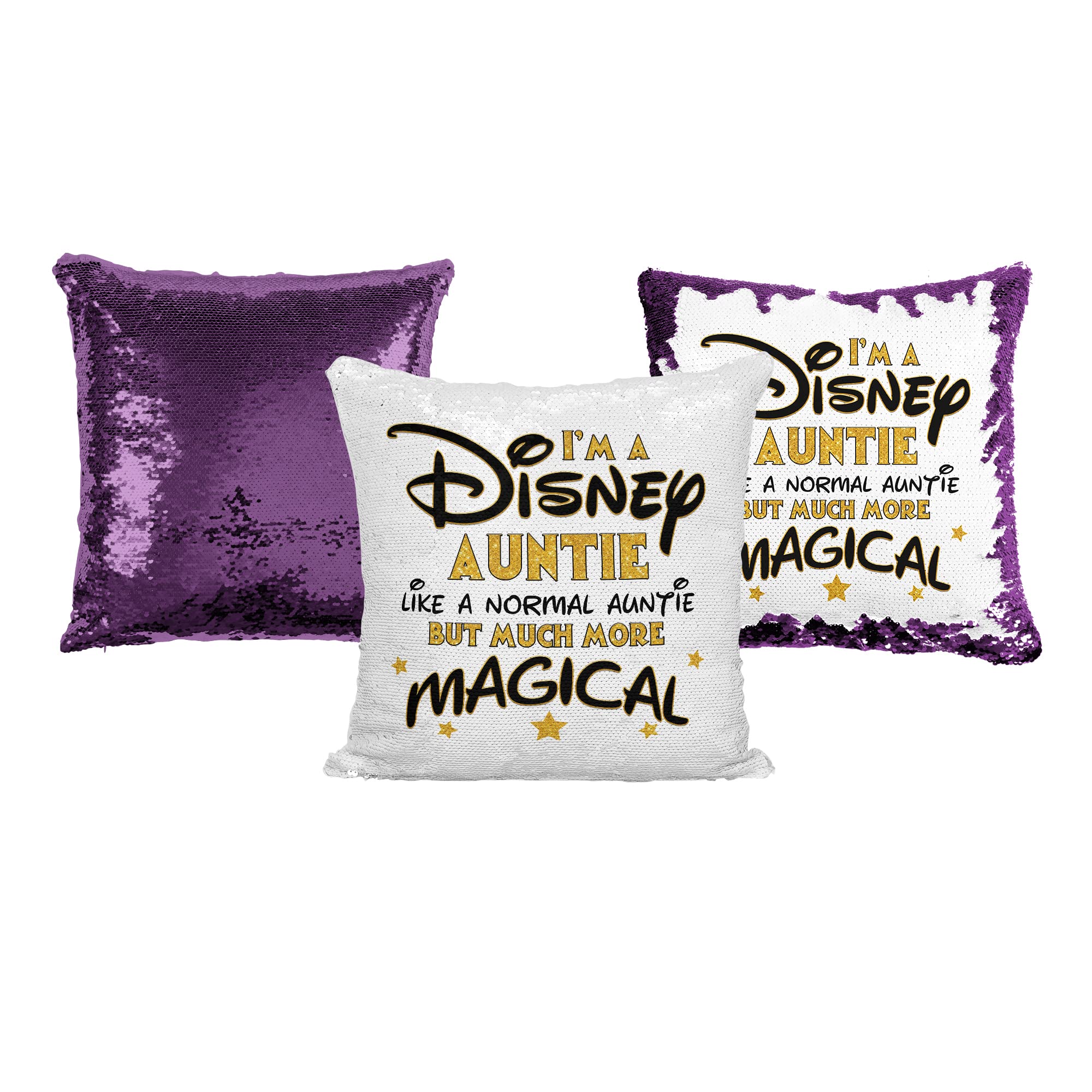 Media Replication Purple Print Maniacs Disney Mummy Sequin Pillow Christmas Birthday Magic Reveal Swipe (Auntie) (, With Insert/Stuffing)