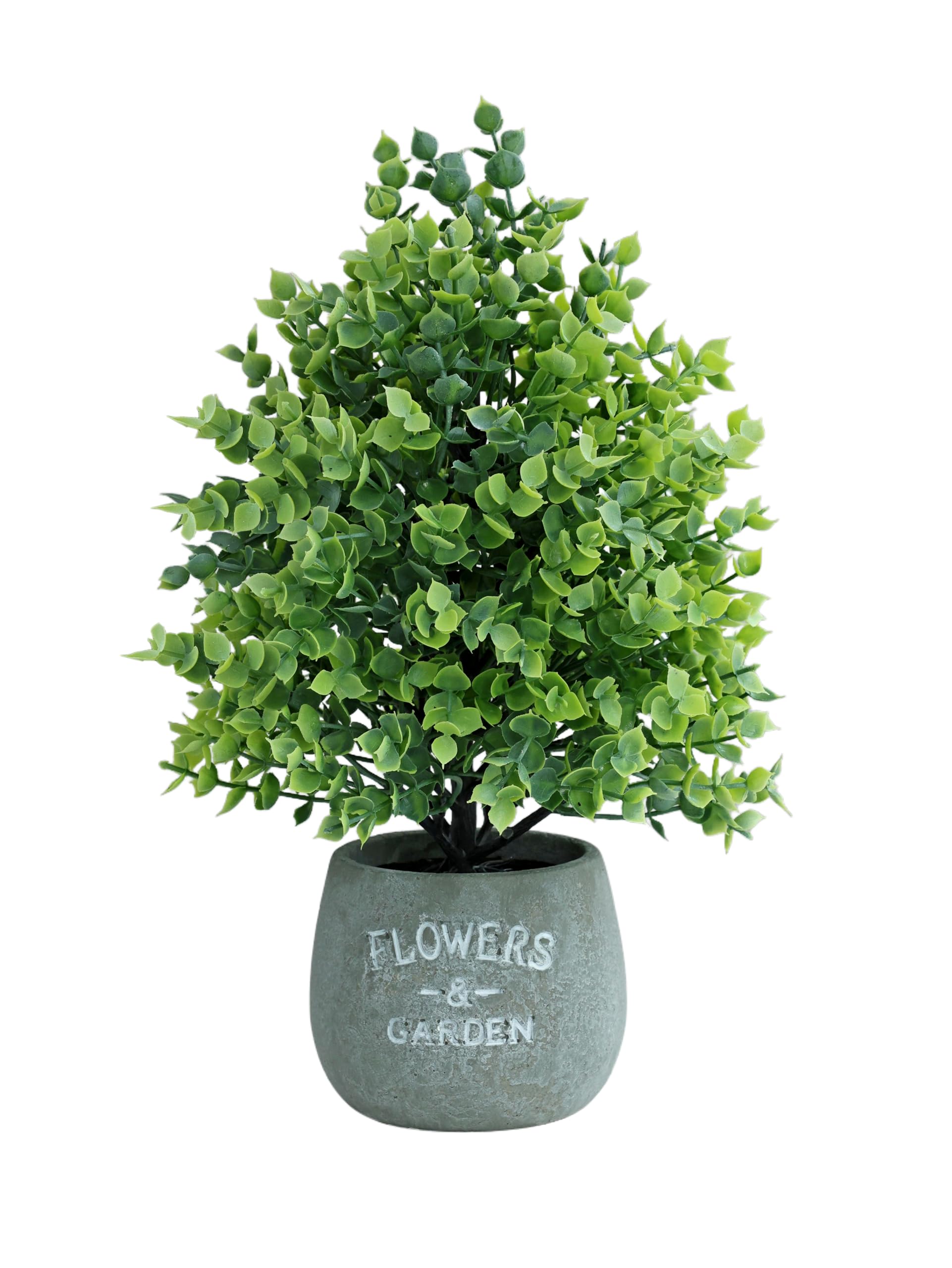 Bafenli 30CM Fake Plants in Pots Artificial Eucalyptus Plants Plastic Faux Plants Greenery Indoor for Home Office Table Desk Bathroom Shelf Decor