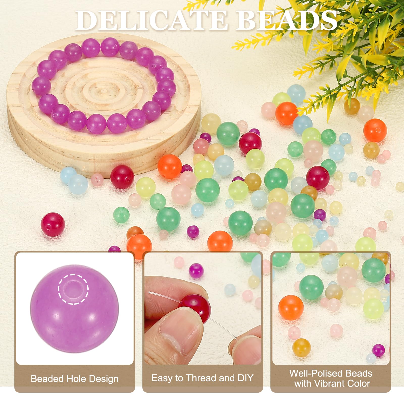 PATIKIL 45 Pcs 8mm Fuchsia Aventurine Beads - Image 3