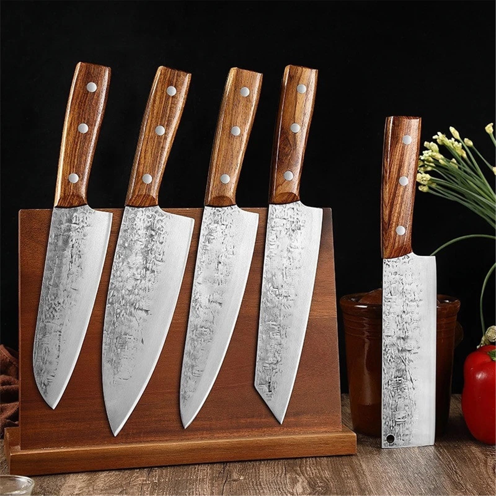 Cuchillos for salmón, juego de 1 a 5 cuchillos japoneses, forjados, for filetear sushi, rebanar, cocina, cuchillo de carnicero(A5)