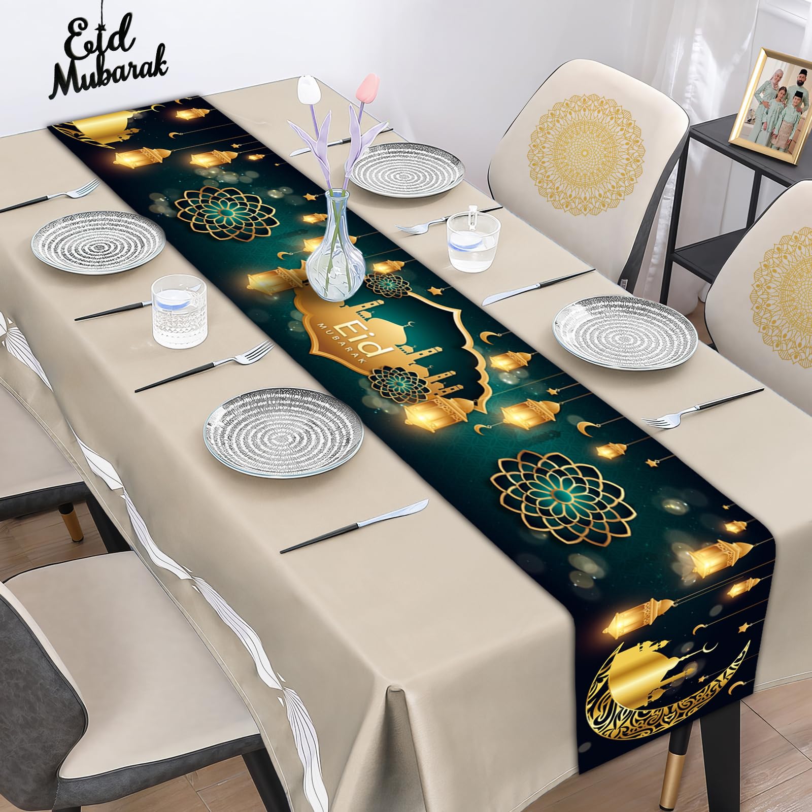 Islamische Feiertagsdeko Ramadan Deko Mond Mit Licht - Goldene Tischdekoration Für Eid Mubarak | Islamische Deko