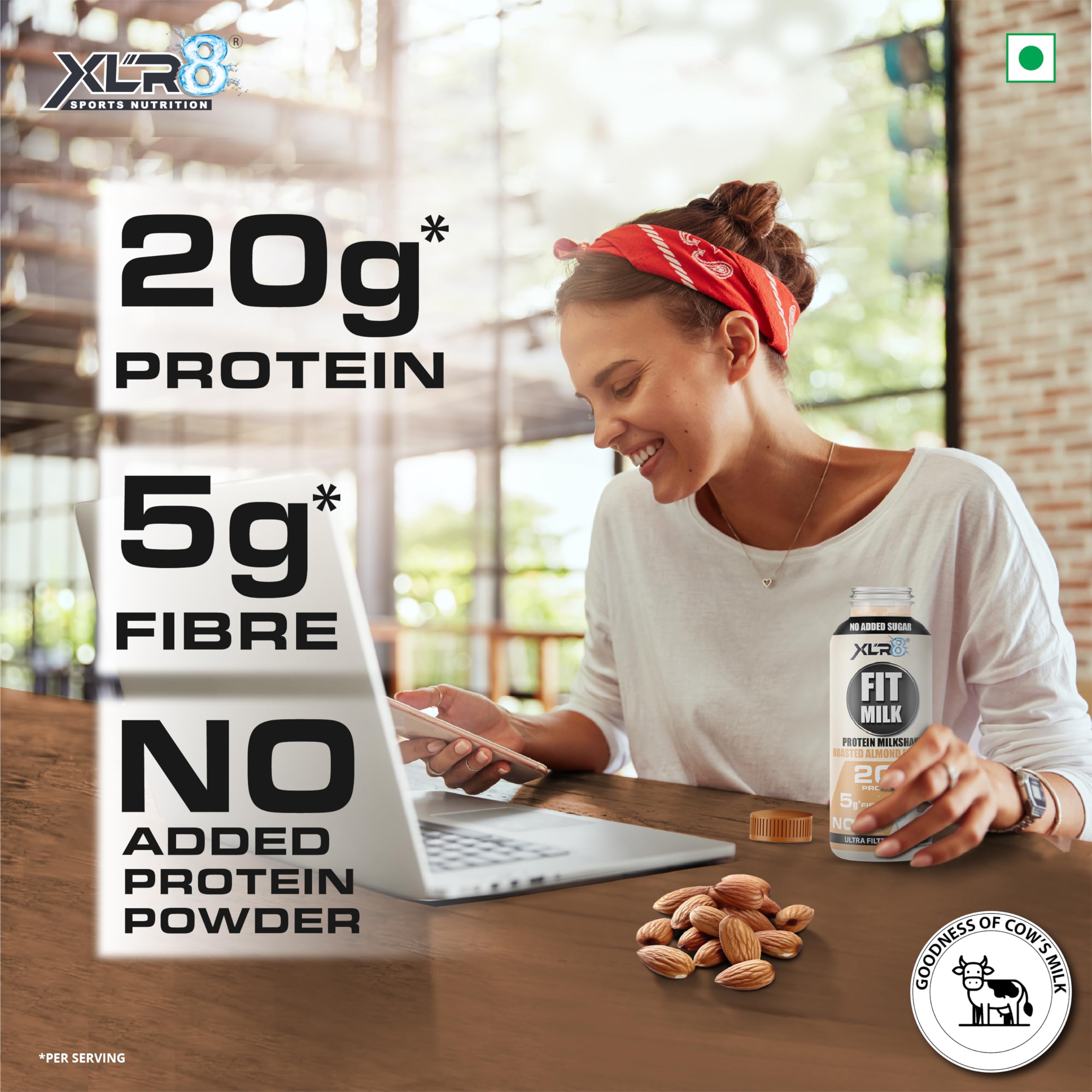 XLR8 FitMilk Protein Milk | 20g Protein Milkshake 250ml (Pack of 6) | 5g Fibre | Roasted Almond | No Added Sugar | Contains Prebiotic Fiber | Ideal for Early Mornings, Pre & Post Workouts Energy Drink 2