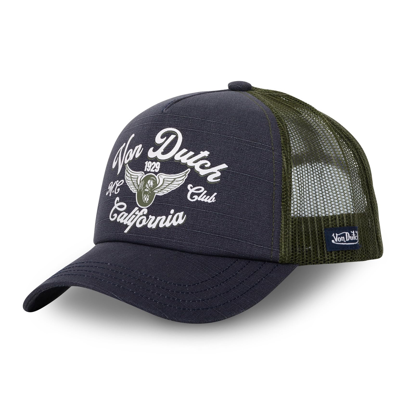 Von Dutch Men's & Women's Crew, Adjustable Trucker Cap with Snapback, Grey / blue, One Size